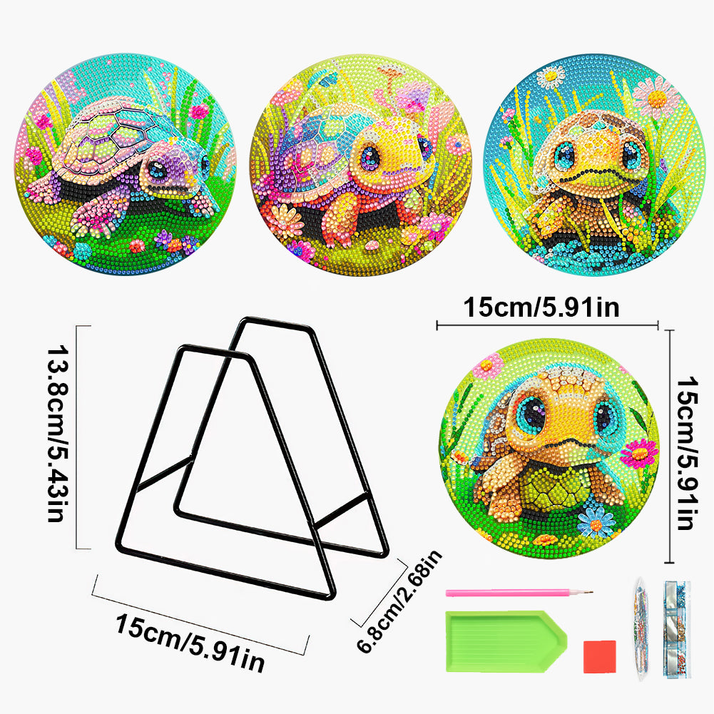 4 Pcs Wooden Diamond Painting Placemats with Holder Round Diamond Art Table Mats