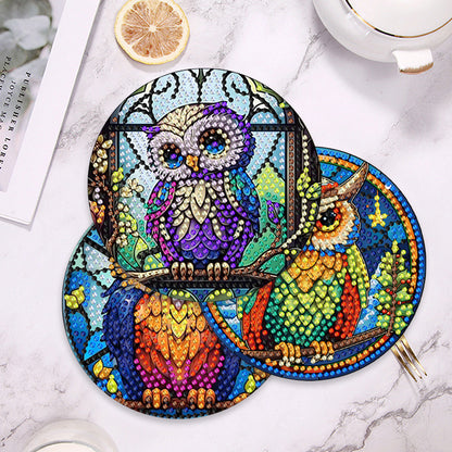 4 Pcs Wooden Diamond Painting Placemats with Holder Round Diamond Art Table Mats