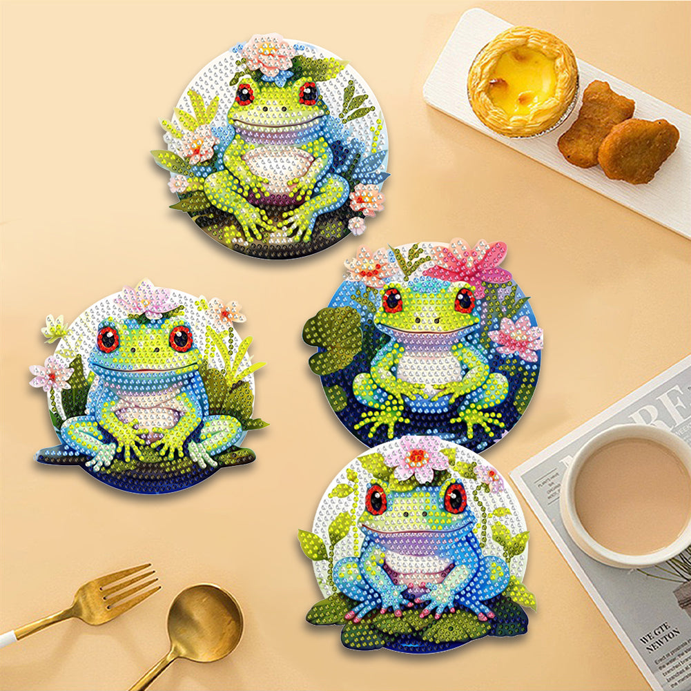 4 Pcs Wooden Diamond Painting Placemats with Holder Round Diamond Art Table Mats