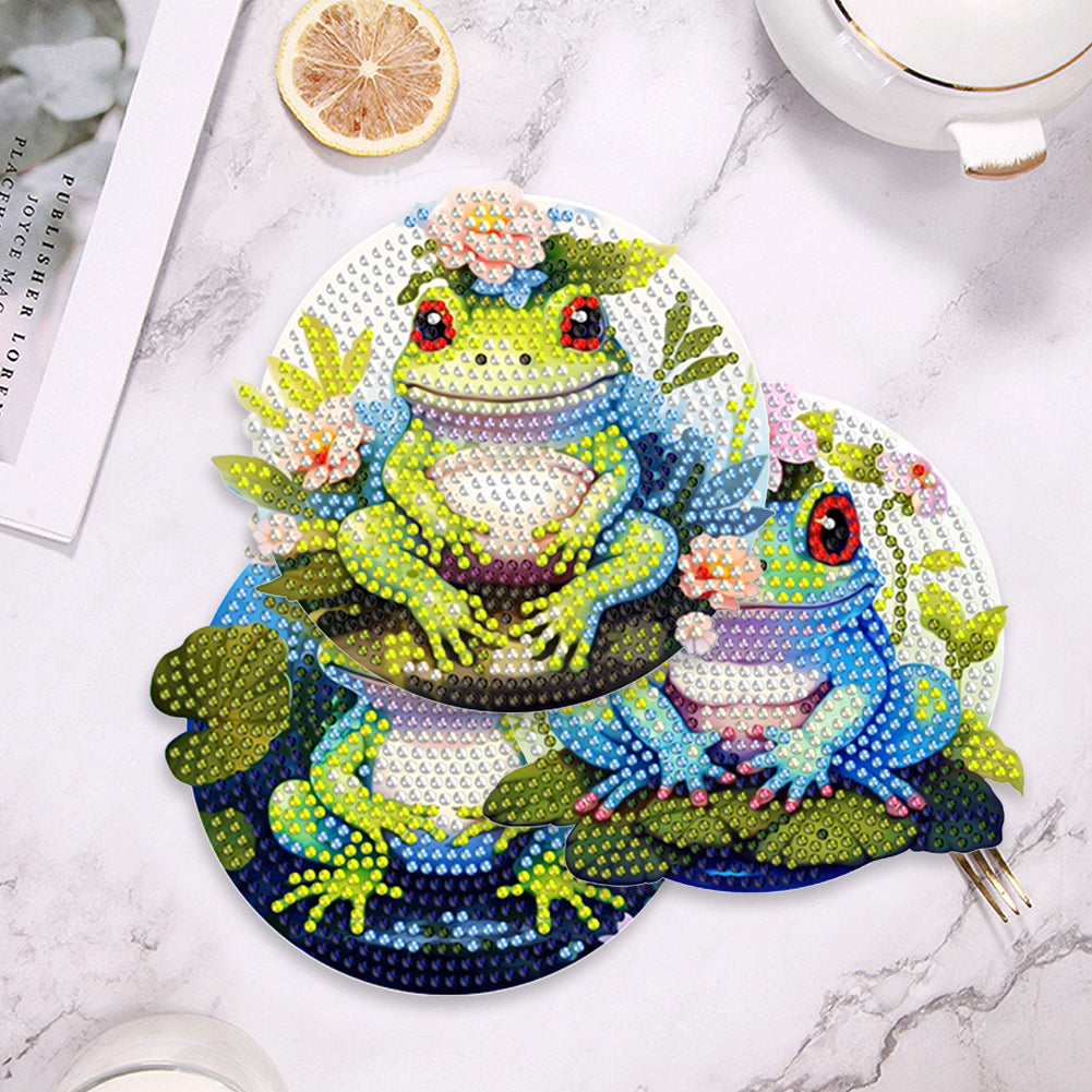 4 Pcs Wooden Diamond Painting Placemats with Holder Round Diamond Art Table Mats