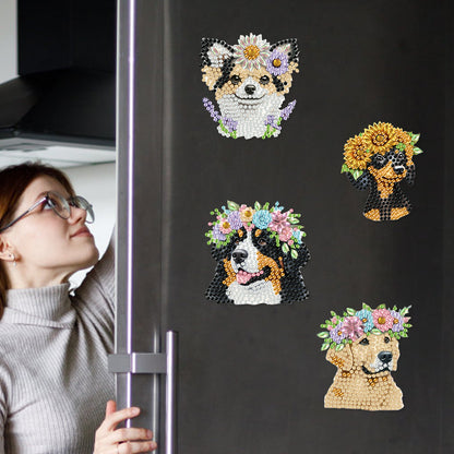 6 Pieces/set Animal Cake DIY Diamond Painting Magnets Refrigerator Fridge Magnet