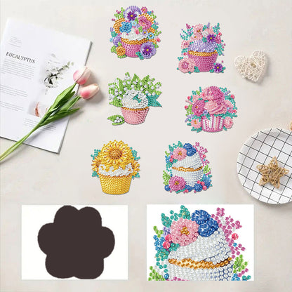 6 Pieces/set Animal Cake DIY Diamond Painting Magnets Refrigerator Fridge Magnet