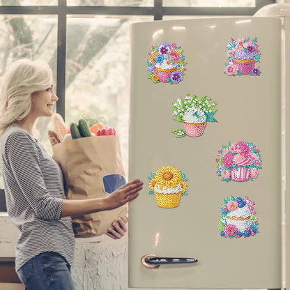 6 Pieces/set Animal Cake DIY Diamond Painting Magnets Refrigerator Fridge Magnet