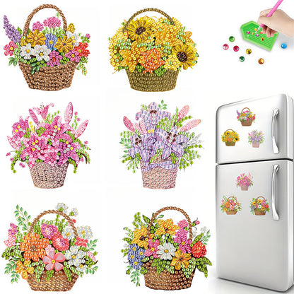 6pcs Flower Insect DIY Diamond Painting Magnet Refrigerator for Adults Beginners