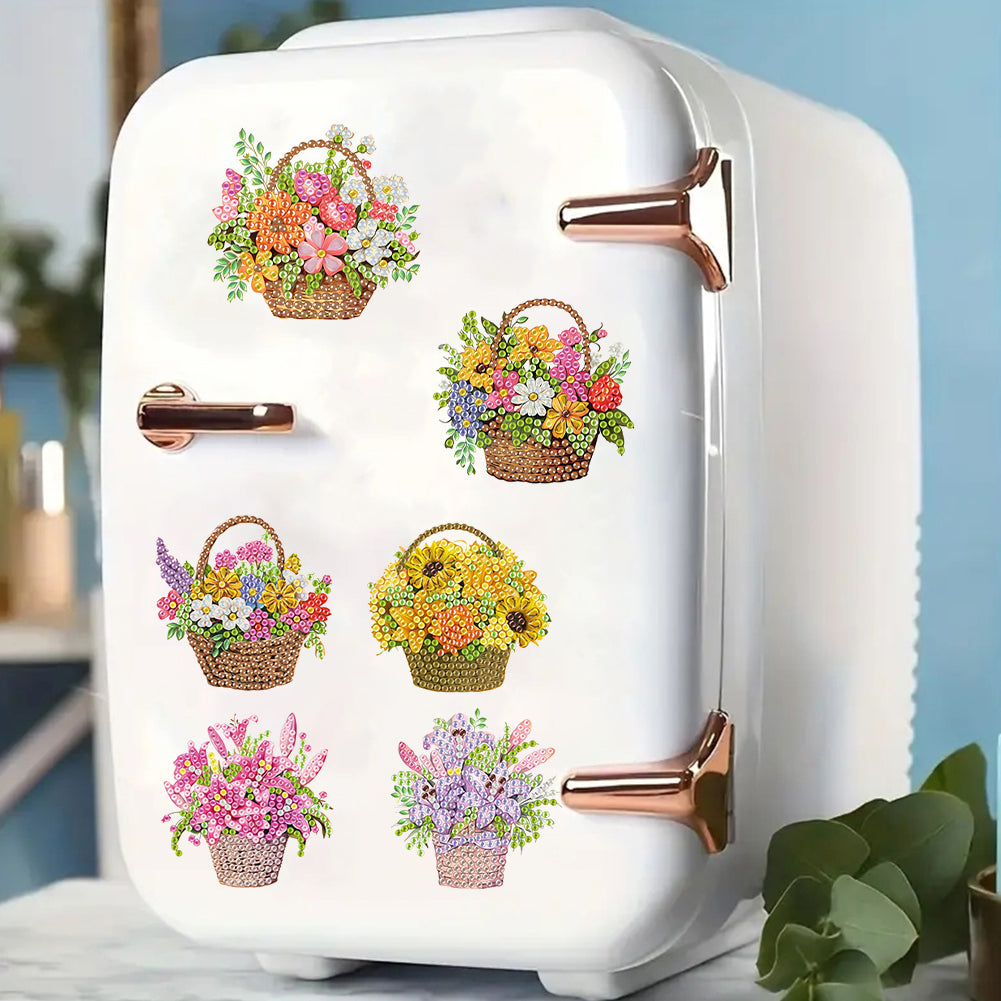 6pcs Flower Insect DIY Diamond Painting Magnet Refrigerator for Adults Beginners