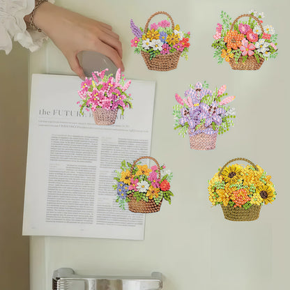 6pcs Flower Insect DIY Diamond Painting Magnet Refrigerator for Adults Beginners