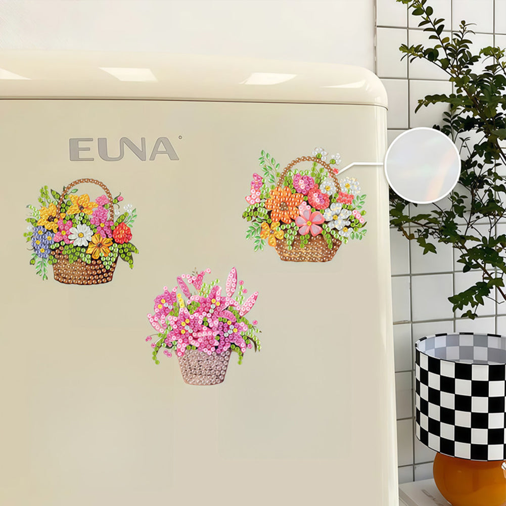 6pcs Flower Insect DIY Diamond Painting Magnet Refrigerator for Adults Beginners