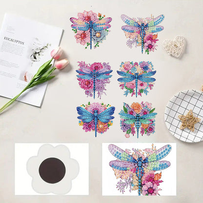 6pcs Flower Insect DIY Diamond Painting Magnet Refrigerator for Adults Beginners