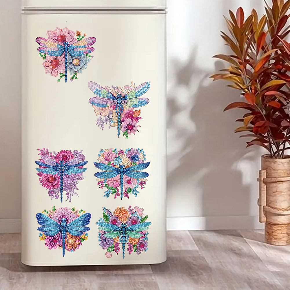 6pcs Flower Insect DIY Diamond Painting Magnet Refrigerator for Adults Beginners