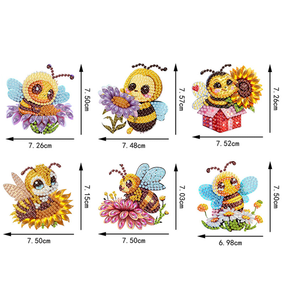 6pcs Flower Insect DIY Diamond Painting Magnet Refrigerator for Adults Beginners