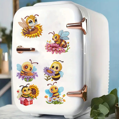 6pcs Flower Insect DIY Diamond Painting Magnet Refrigerator for Adults Beginners