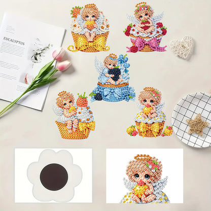 6pcs Flower Insect DIY Diamond Painting Magnet Refrigerator for Adults Beginners