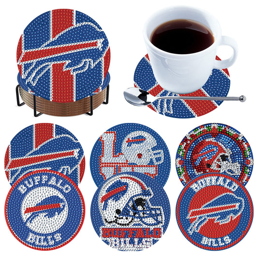 Rugby Team 6pcs DIY Diamond Painting Coasters W/ Holder for Beginner Adult Gift