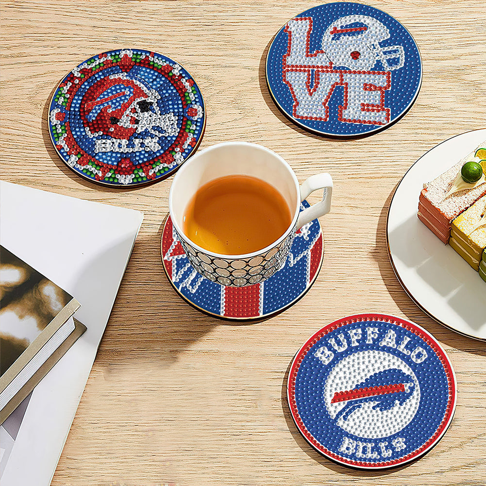 Rugby Team 6pcs DIY Diamond Painting Coasters W/ Holder for Beginner Adult Gift