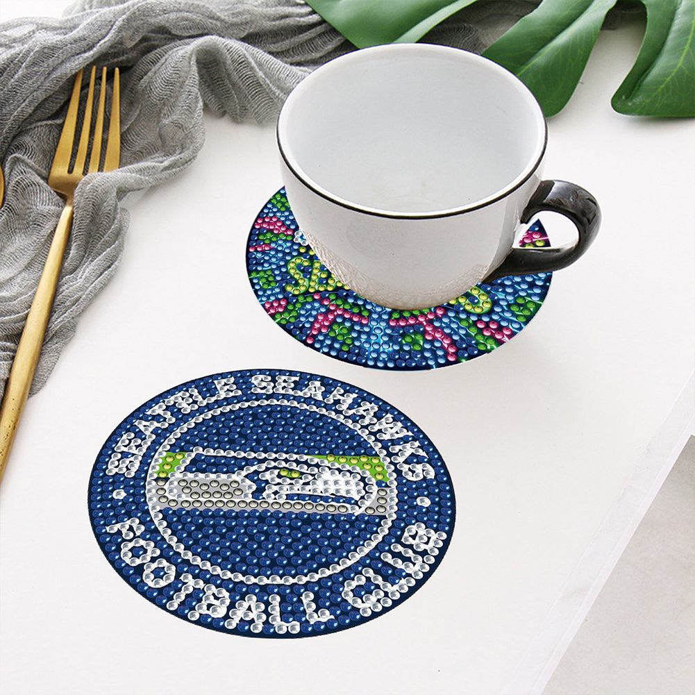 Rugby Team 6pcs DIY Diamond Painting Coasters W/ Holder for Beginner Adult Gift