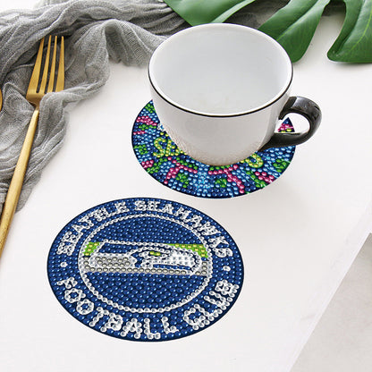 Rugby Team 6pcs DIY Diamond Painting Coasters W/ Holder for Beginner Adult Gift