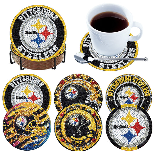 Rugby Team 6pcs DIY Diamond Painting Coasters W/ Holder for Beginner Adult Gift