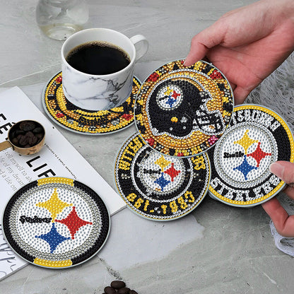 Rugby Team 6pcs DIY Diamond Painting Coasters W/ Holder for Beginner Adult Gift