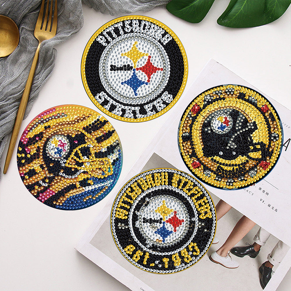 Rugby Team 6pcs DIY Diamond Painting Coasters W/ Holder for Beginner Adult Gift