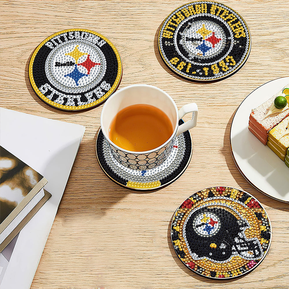 Rugby Team 6pcs DIY Diamond Painting Coasters W/ Holder for Beginner Adult Gift