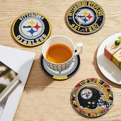 Rugby Team 6pcs DIY Diamond Painting Coasters W/ Holder for Beginner Adult Gift