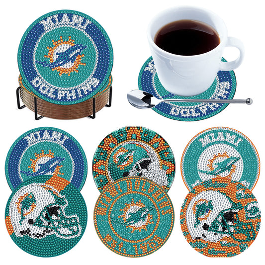 Rugby Team 6pcs DIY Diamond Painting Coasters W/ Holder for Beginner Adult Gift