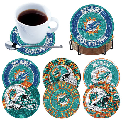 Rugby Team 6pcs DIY Diamond Painting Coasters W/ Holder for Beginner Adult Gift