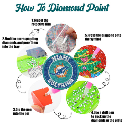 Rugby Team 6pcs DIY Diamond Painting Coasters W/ Holder for Beginner Adult Gift