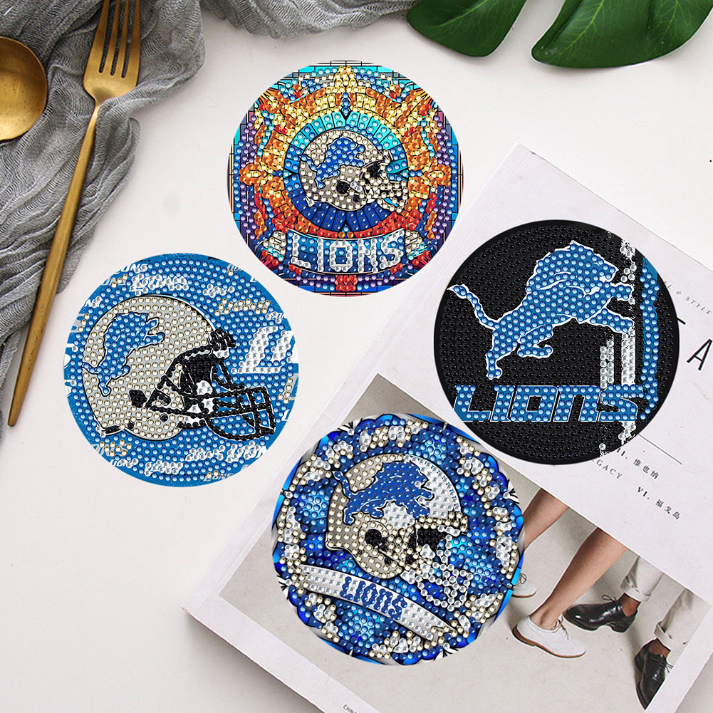 Rugby Team 6pcs DIY Diamond Painting Coasters W/ Holder for Beginner Adult Gift