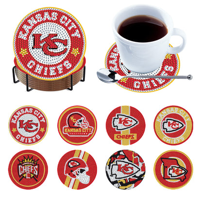 Kansas City Chiefs 8 pcs DIY Diamond Painting Coasters Diamond Art Painting Kits