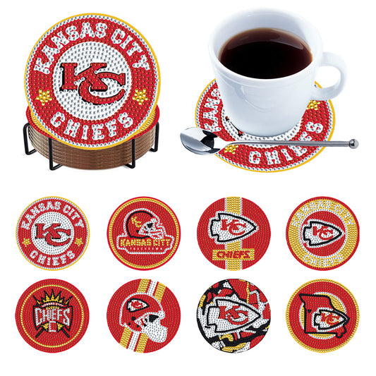 Kansas City Chiefs 8 pcs DIY Diamond Painting Coasters Diamond Art Painting Kits