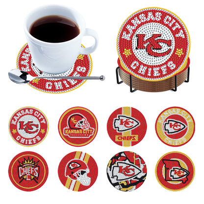 Kansas City Chiefs 8 pcs DIY Diamond Painting Coasters Diamond Art Painting Kits