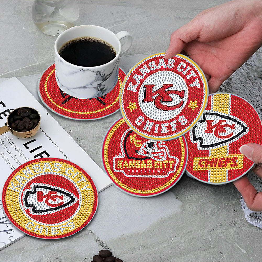 Kansas City Chiefs 8 pcs DIY Diamond Painting Coasters Diamond Art Painting Kits
