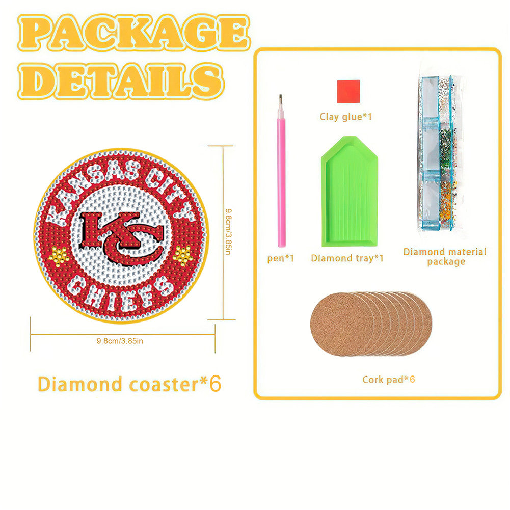 Kansas City Chiefs 8 pcs DIY Diamond Painting Coasters Diamond Art Painting Kits
