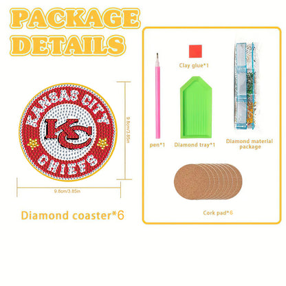 Kansas City Chiefs 8 pcs DIY Diamond Painting Coasters Diamond Art Painting Kits