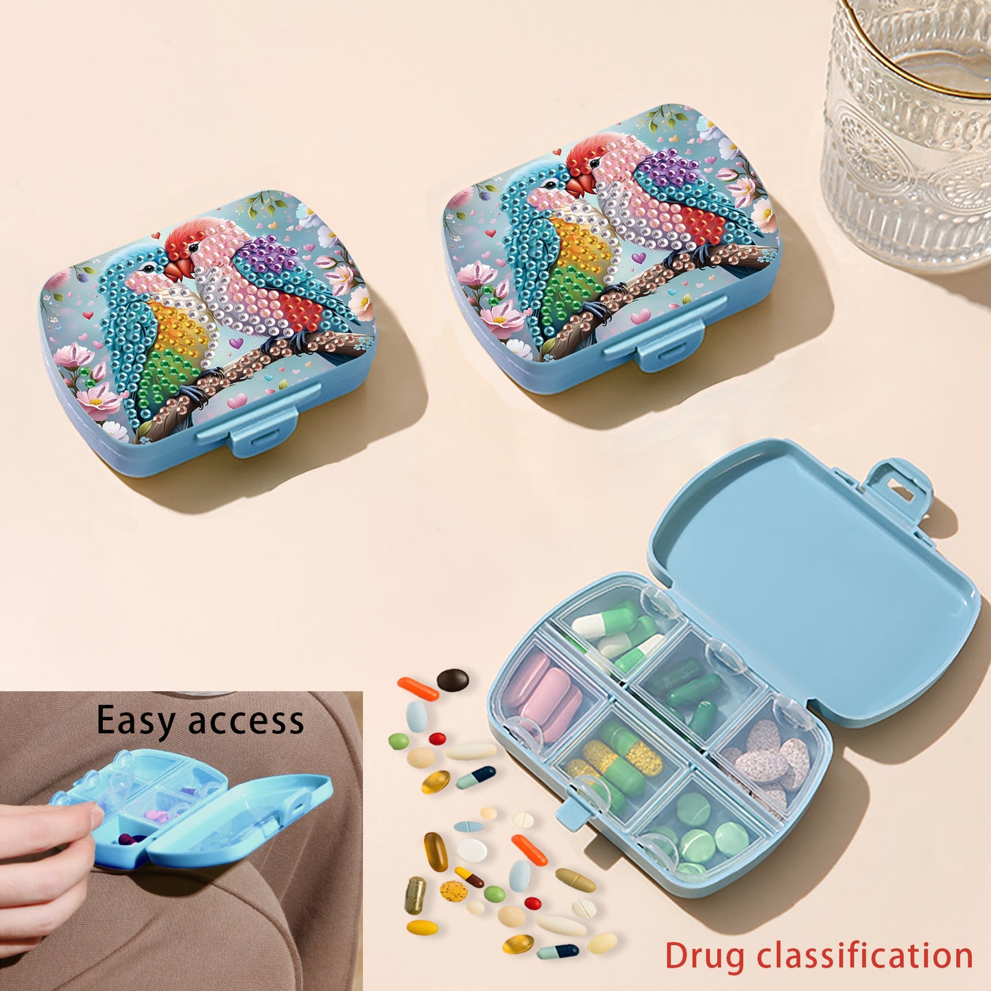 5D DIY Diamond Painting Dot Pill Case Diamond Art Pill Storage Box for Art Craft