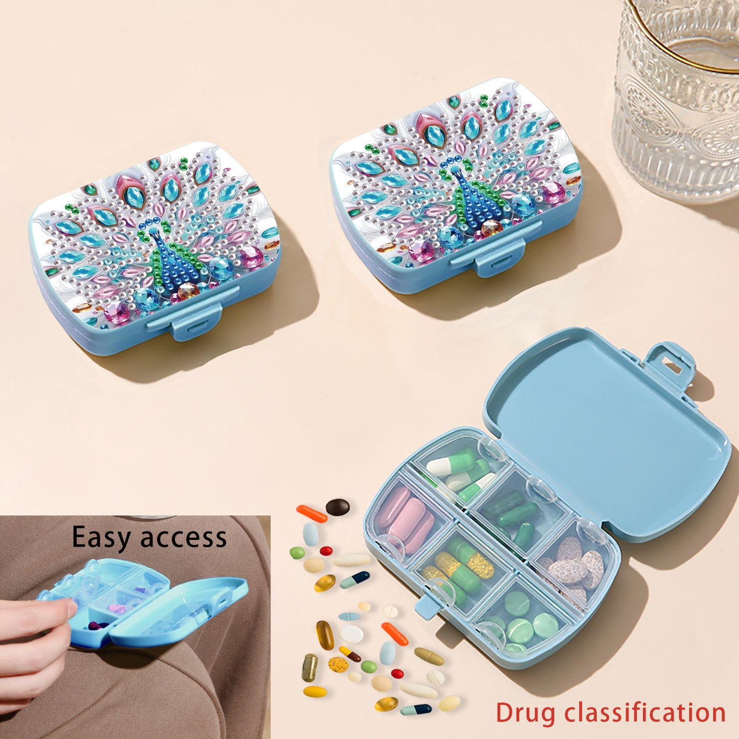 5D DIY Diamond Painting Dot Pill Case Diamond Art Pill Storage Box for Art Craft