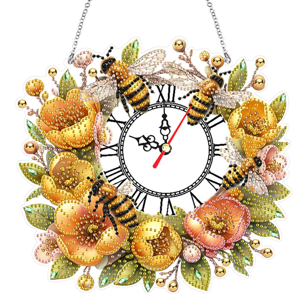 Acrylic Special Shape Daisy 5D Diamond Painting Clock Art Craft for Desktop Wall
