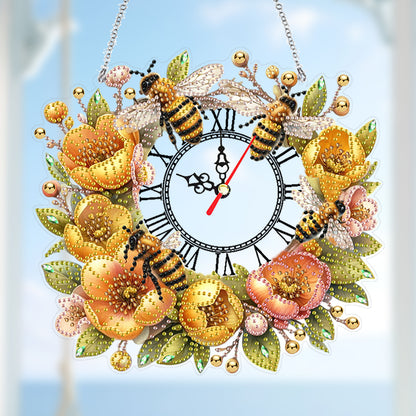 Acrylic Special Shape Daisy 5D Diamond Painting Clock Art Craft for Desktop Wall