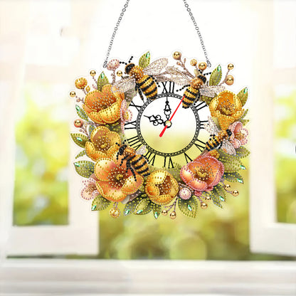 Acrylic Special Shape Daisy 5D Diamond Painting Clock Art Craft for Desktop Wall