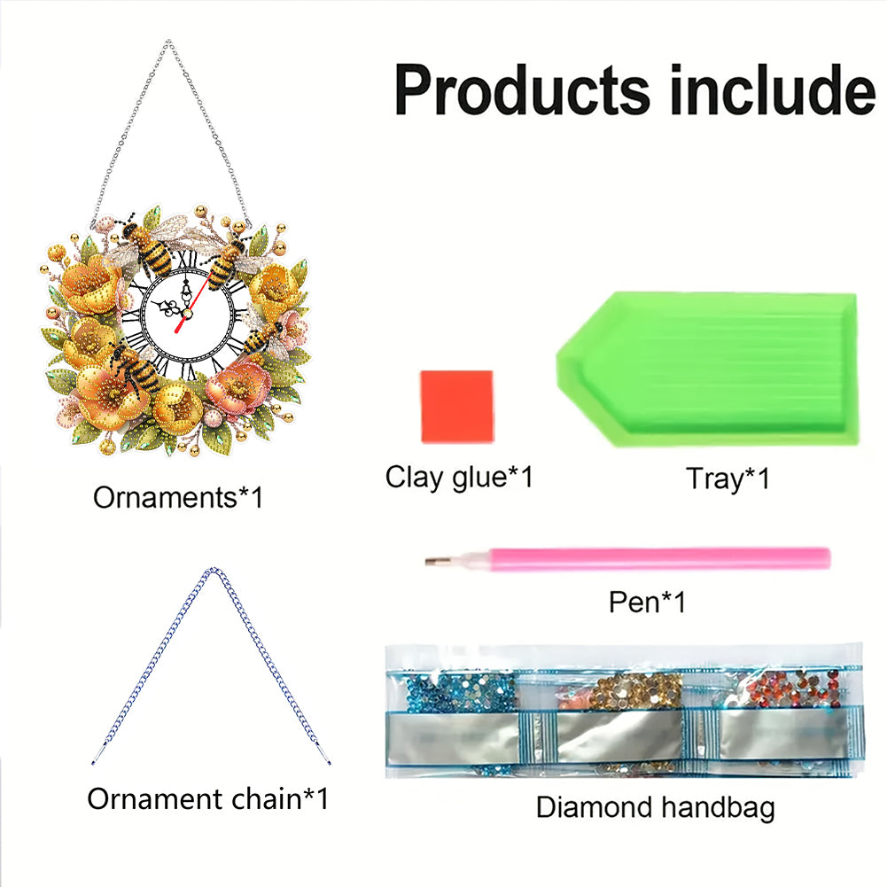 Acrylic Special Shape Daisy 5D Diamond Painting Clock Art Craft for Desktop Wall