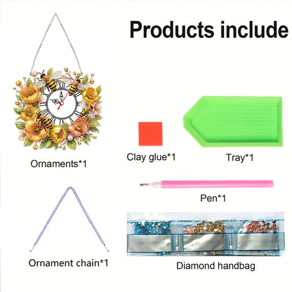 Acrylic Special Shape Daisy 5D Diamond Painting Clock Art Craft for Desktop Wall