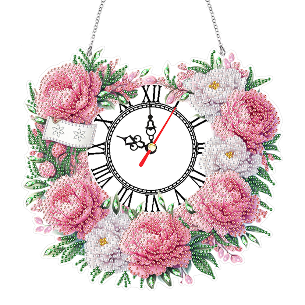 Acrylic Special Shape Daisy 5D Diamond Painting Clock Art Craft for Desktop Wall