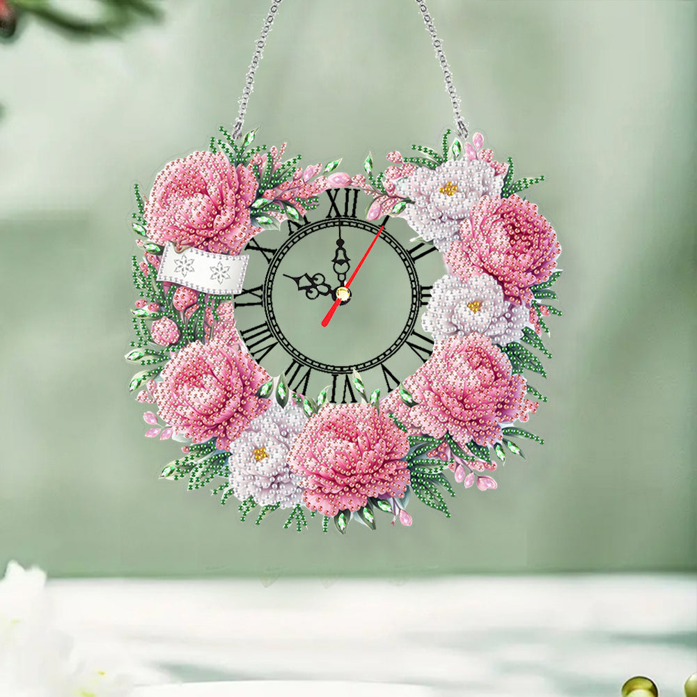 Acrylic Special Shape Daisy 5D Diamond Painting Clock Art Craft for Desktop Wall