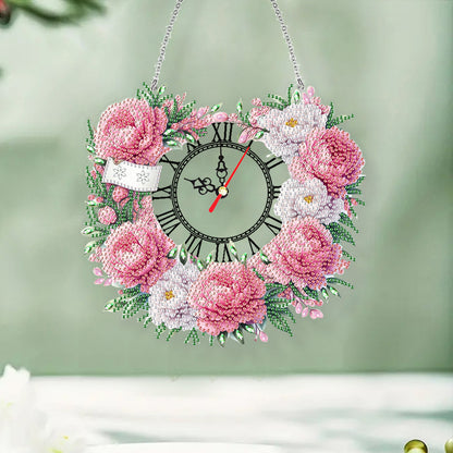 Acrylic Special Shape Daisy 5D Diamond Painting Clock Art Craft for Desktop Wall
