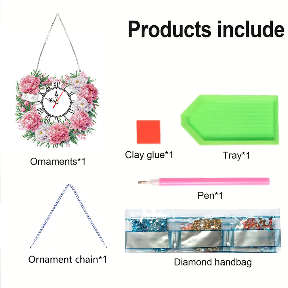 Acrylic Special Shape Daisy 5D Diamond Painting Clock Art Craft for Desktop Wall