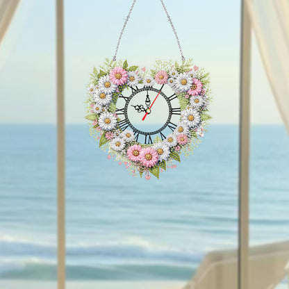 Acrylic Special Shape Daisy 5D Diamond Painting Clock Art Craft for Desktop Wall