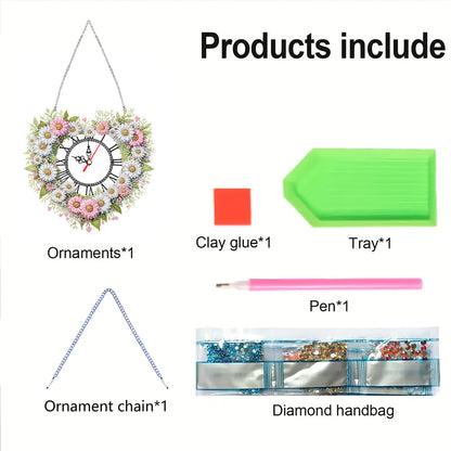 Acrylic Special Shape Daisy 5D Diamond Painting Clock Art Craft for Desktop Wall
