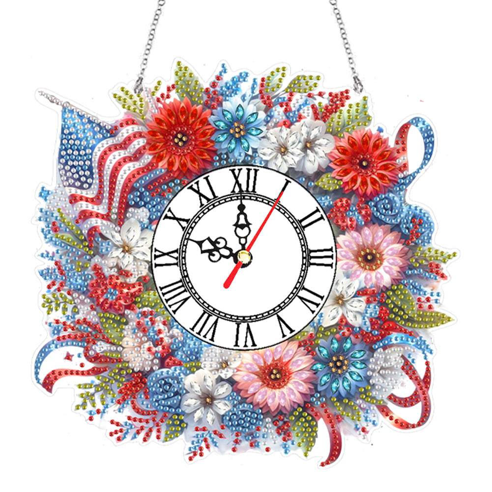 Acrylic Special Shape Daisy 5D Diamond Painting Clock Art Craft for Desktop Wall