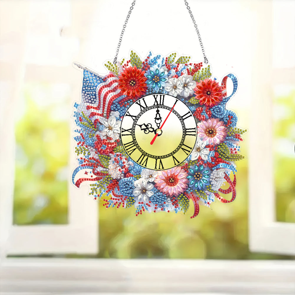 Acrylic Special Shape Daisy 5D Diamond Painting Clock Art Craft for Desktop Wall
